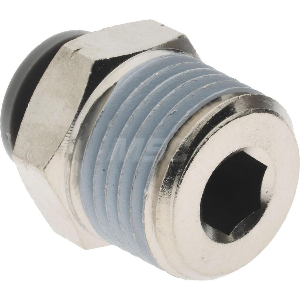 Norgren Push-to-Connect Tube x MNPT x Tube x Male Fitting: Straight Adapter, NPTF, 3/8" OD - C24250648