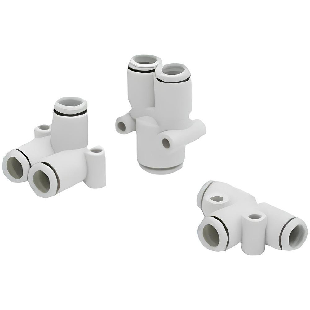SMC PNEUMATICS Push-to-Connect Push-to-Connect Fitting: Y Connector, 3/16" OD - KQ2U05-00A
