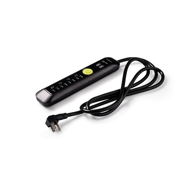 Easylife Tech 4 Outlet 2 USB Port Power Strip 1200J Surge Protector 6FT Ext Cord - 0-2628-N