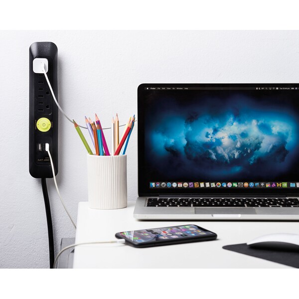 Easylife Tech 4 Outlet 2 USB Port Power Strip 1200J Surge Protector 6FT Ext Cord - 0-2628-N