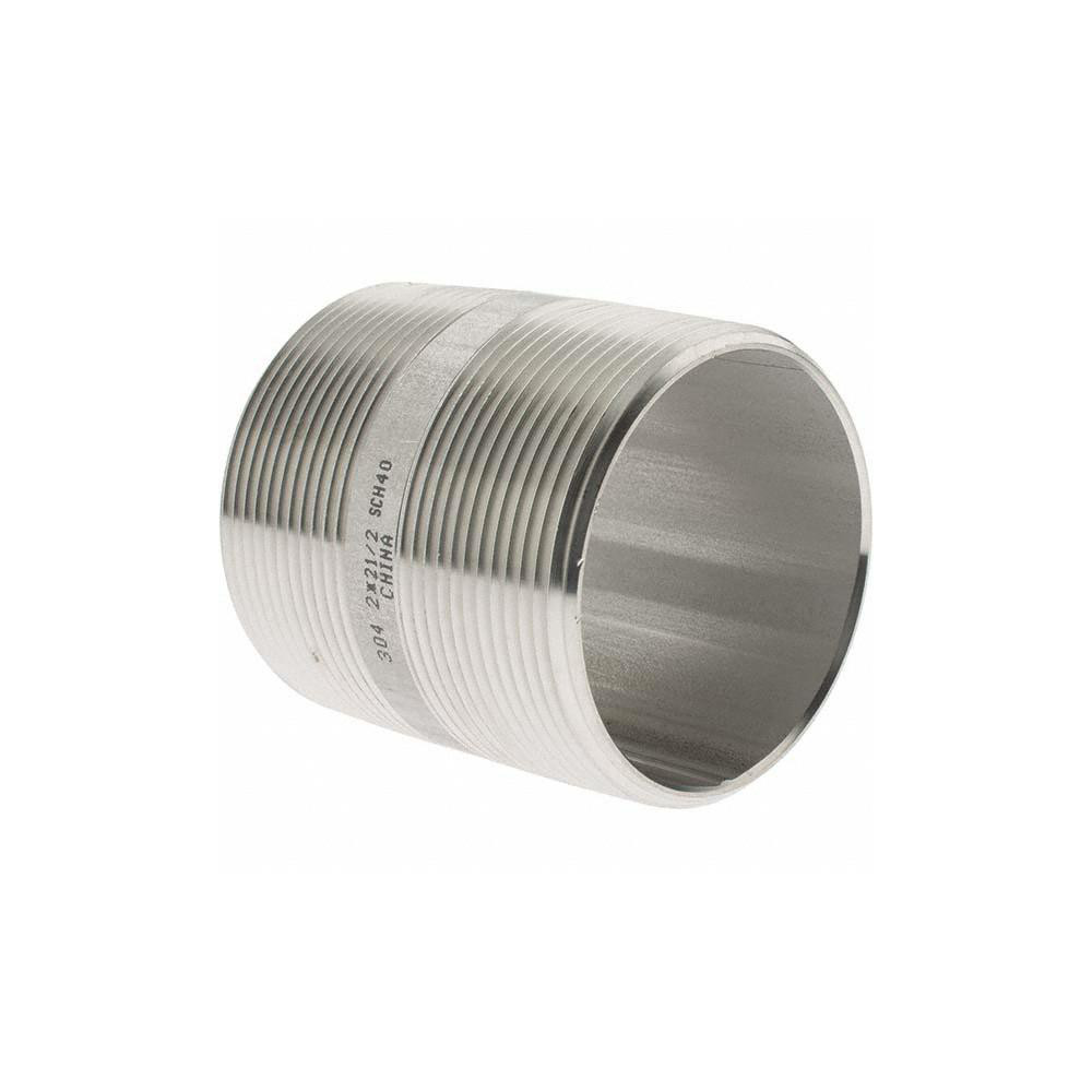 Value Collection Stainless Steel Pipe Nipple: 2" Pipe, Grade 304 & 304L - 4BN2*21/2