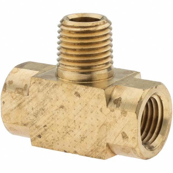Parker Industrial Pipe Male Branch Tee: 1/4" Female Thread, 1/4" Male Thread, MNPTF x FNPTF - -11148-A