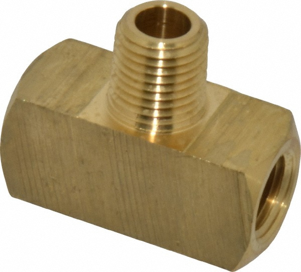 Parker Industrial Pipe Male Branch Tee: 1/4" Female Thread, 1/4" Male Thread, MNPTF x FNPTF - -11148-A