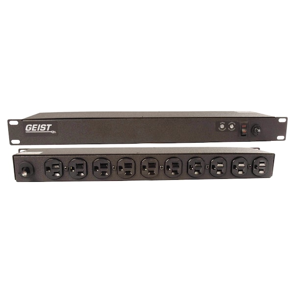 Geist 10-OUTLET SURGE SUPRESSOR, 19" RACKMOUNT 15 AMP 720JOULES, 1U BLACK - SP104-10