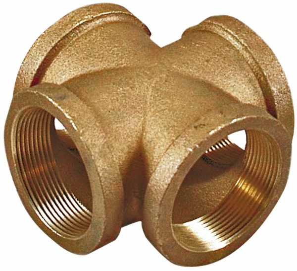 Merit Brass Brass Pipe Cross: 1/4" Fitting, Threaded, FNPT x FNPT x FNPT x FNPT, Class 125 - X110-04