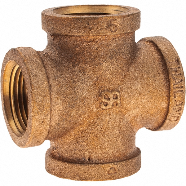 Merit Brass Brass Pipe Cross: 1/4" Fitting, Threaded, FNPT x FNPT x FNPT x FNPT, Class 125 - X110-04