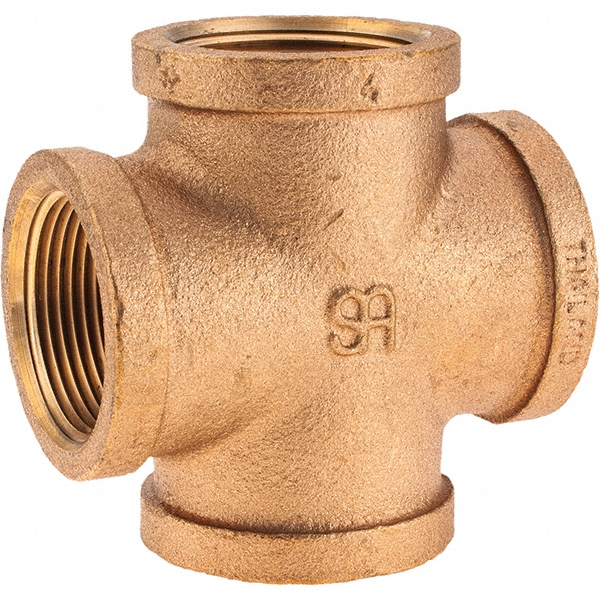 Merit Brass Brass Pipe Cross: 1/4" Fitting, Threaded, FNPT x FNPT x FNPT x FNPT, Class 125 - X110-04