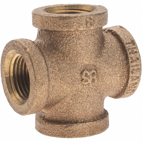 Merit Brass Brass Pipe Cross: 1/4" Fitting, Threaded, FNPT x FNPT x FNPT x FNPT, Class 125 - X110-04