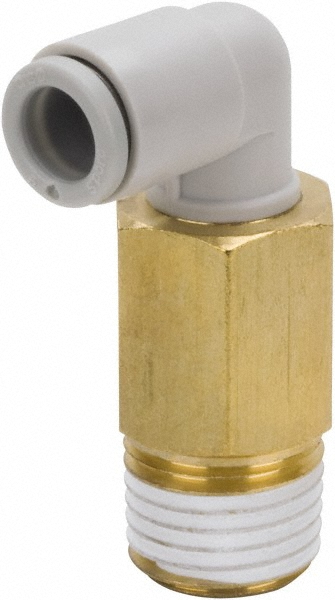 SMC PNEUMATICS Push-to-Connect Push-to-Connect Fitting: Extended Elbow, NPT, 5/16" OD - KQ2W09-35AS