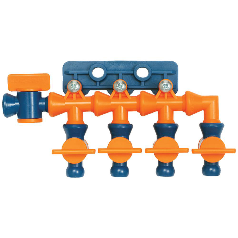 Made in USA Manifold: 1/2" Inlet, 3/8" Outlet, 2 Inlet Ports, 2 Outlet Ports, 2.75" OAL, 1.5" OAW, 1-1/2" OAH - PCM30-375-02B