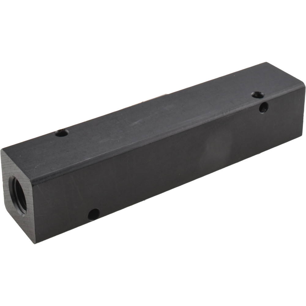 Made in USA Manifold: 1/2" Inlet, 3/8" Outlet, 2 Inlet Ports, 2 Outlet Ports, 2.75" OAL, 1.5" OAW, 1-1/2" OAH - PCM30-375-02B