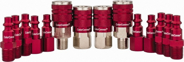 Value Collection 5 Piece 1/4" Body 1/4 NPT 215 psi Steel Industrial Pneumatic Coupling Plug Set - 2311072531