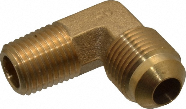 Parker Brass Flared Tube 90 Deg Male Elbow: 5/8" OD, 3/8-18 Thread, 45 deg Flared Angle - 149F-10-6