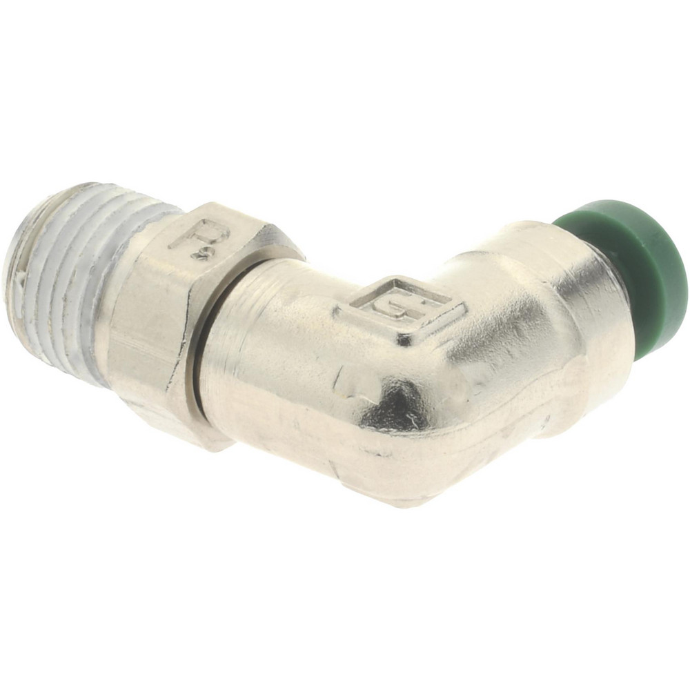 Parker Push-to-Connect Push-to-Connect x Male NPTF Fitting: 90 deg Swivel Elbow, 1/8 Thread, NPTF, 1/8" OD - W169PLP-2-2
