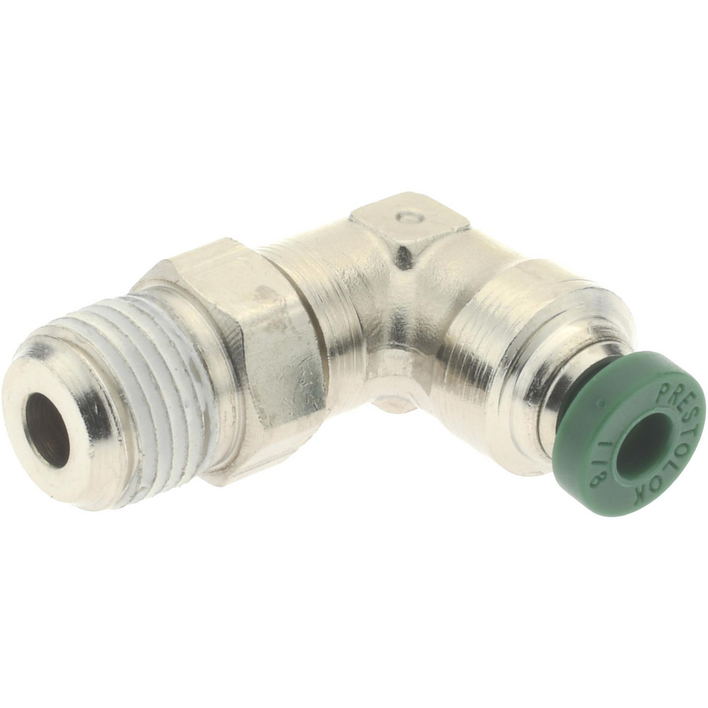 Parker Push-to-Connect Push-to-Connect x Male NPTF Fitting: 90 deg Swivel Elbow, 1/8 Thread, NPTF, 1/8" OD - W169PLP-2-2