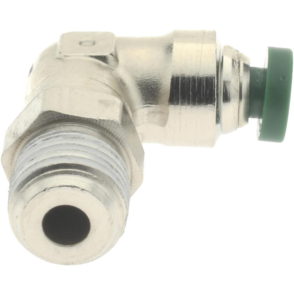 Parker Push-to-Connect Push-to-Connect x Male NPTF Fitting: 90 deg Swivel Elbow, 1/8 Thread, NPTF, 1/8" OD - W169PLP-2-2