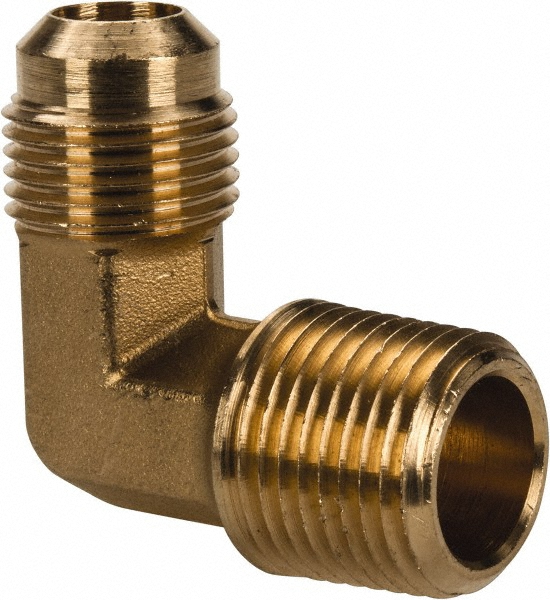 Parker Brass Flared Tube 90 Deg Male Elbow: 1/2" OD, 1/2-14 Thread, 45 deg Flared Angle - 149F-8-8