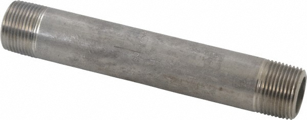 Merit Brass Stainless Steel Pipe Nipple: 3/8" Pipe, Grade 304 & 304L - 4506-600