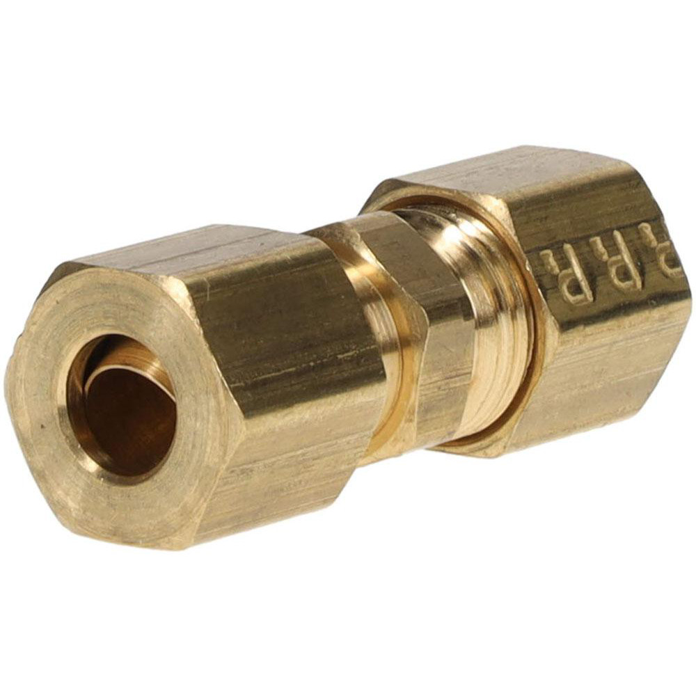 Parker Compression Tube Union: 7/16-24, 1/4" Tube OD, Compression x Compression - 62C-4
