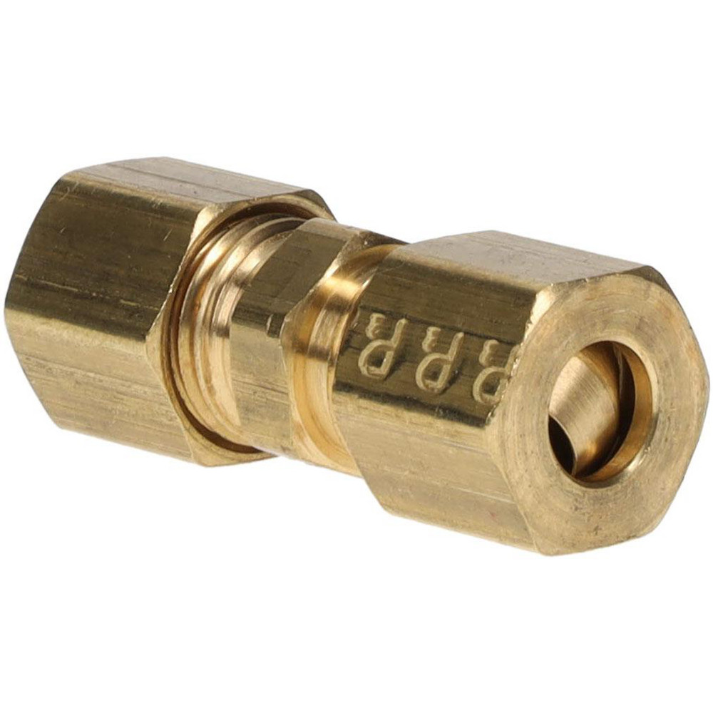 Parker Compression Tube Union: 7/16-24, 1/4" Tube OD, Compression x Compression - 62C-4