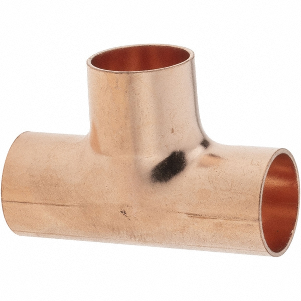 Value Collection Wrot Copper Pipe Tee: 1/2" x 1/2" x 1/2" Fitting, C x C x C - BDNA-15878