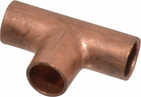 Value Collection Wrot Copper Pipe Tee: 1/2" x 1/2" x 1/2" Fitting, C x C x C - BDNA-15878