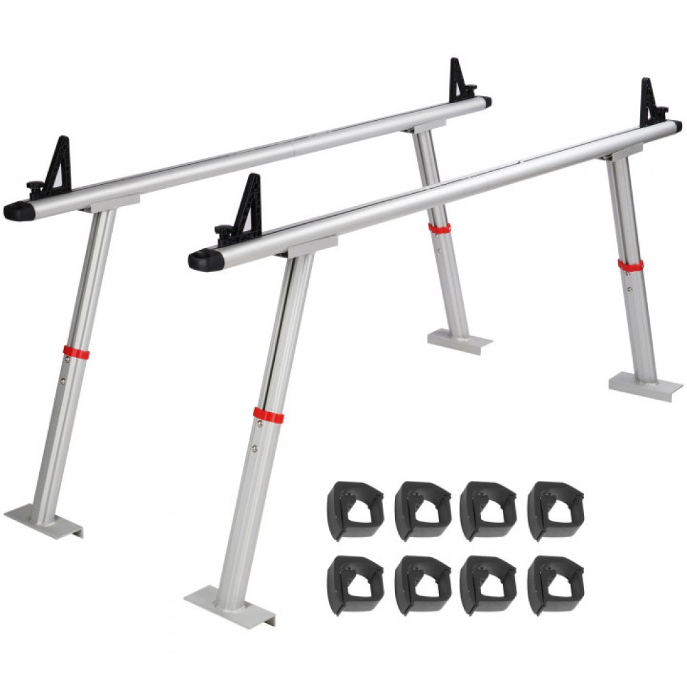 VEVOR Truck Rack, 800 lbs Capacity, 17-29in Adjustable Height, Aluminum Ladder Rack for Truck with 8 Non-Drilling C-clamps, Heavy Duty Truck Bed Rack Two-Bar Set for Kayak, Surfboard, Lumber, Ladder - PKHJLXJB71INCO9JWV0