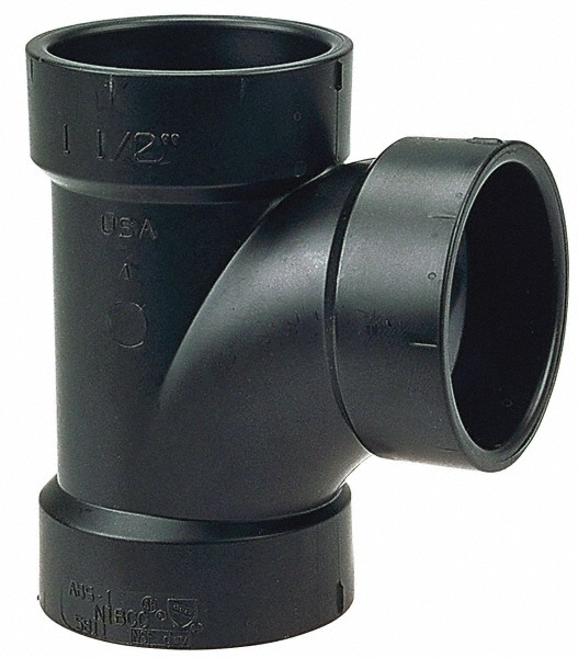 NIBCO Drain, Waste & Vent Sanitary Tee: 2" Fitting, Hub x Hub x Hub, Acrylonitrile Butadiene Styrene - I098250