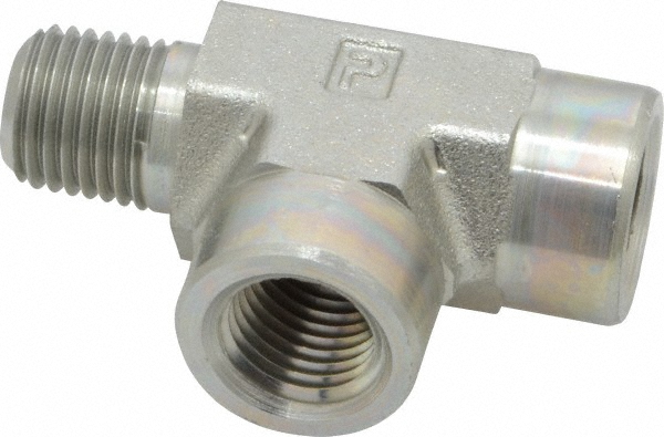 Parker Industrial Pipe Street Tee: 1/4" Female Thread, 1/4" Male Thread, MNPTF x FNPTF - 1/4 MRO-S