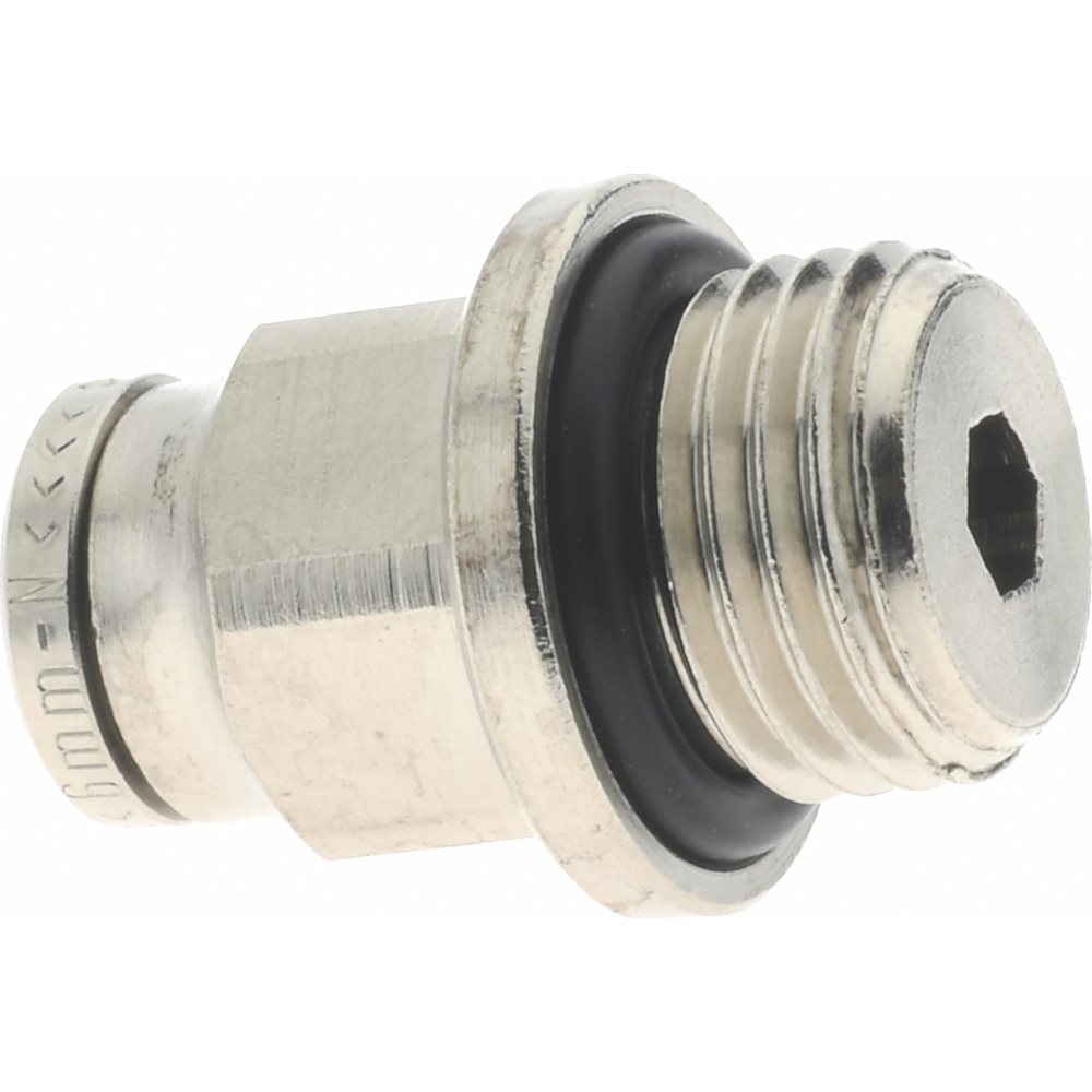 Norgren Push-to-Connect Tube x Male x Tube x Male BSPP Fitting: Straight Adapter, BSPP, 6.00 mm OD - 102250628