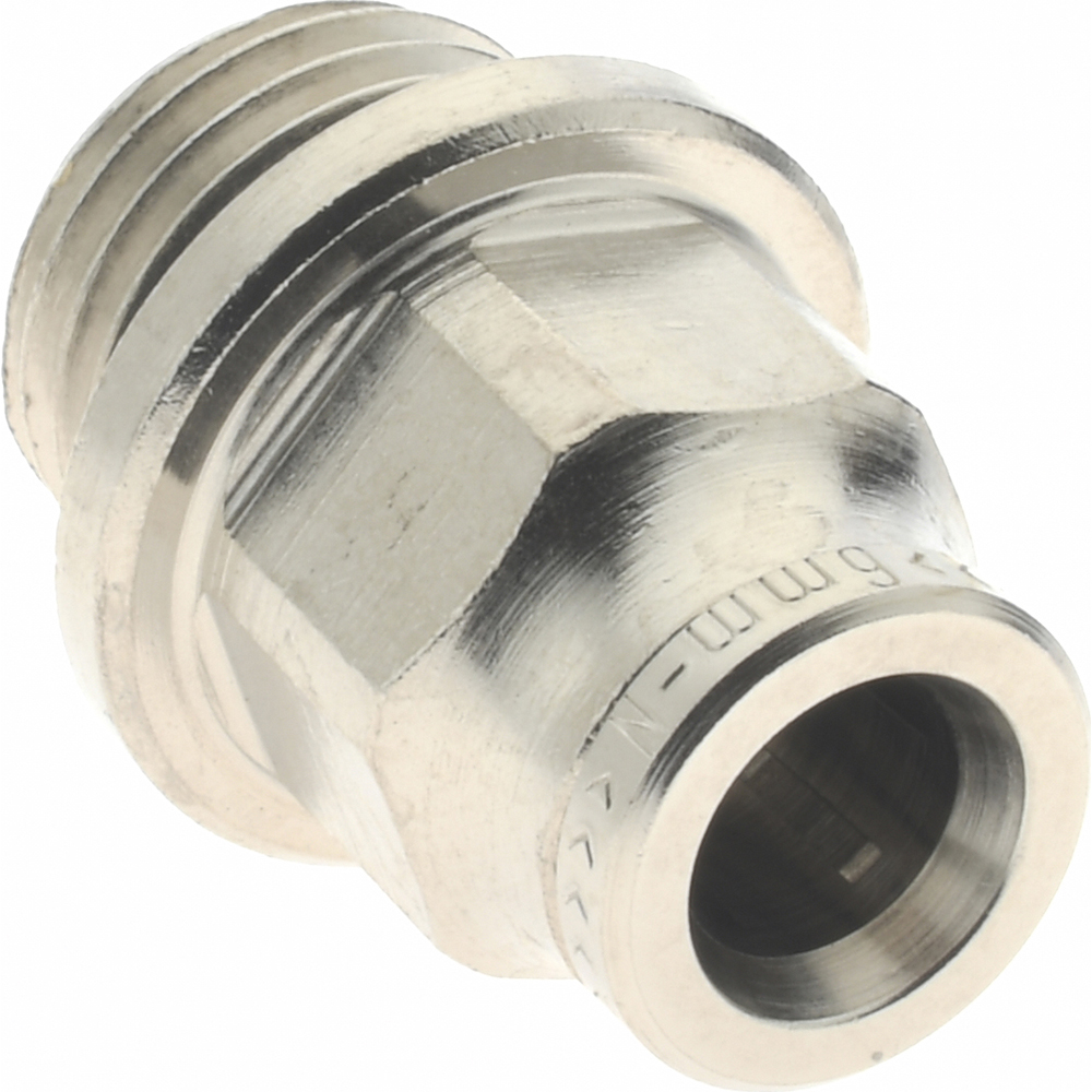 Norgren Push-to-Connect Tube x Male x Tube x Male BSPP Fitting: Straight Adapter, BSPP, 6.00 mm OD - 102250628