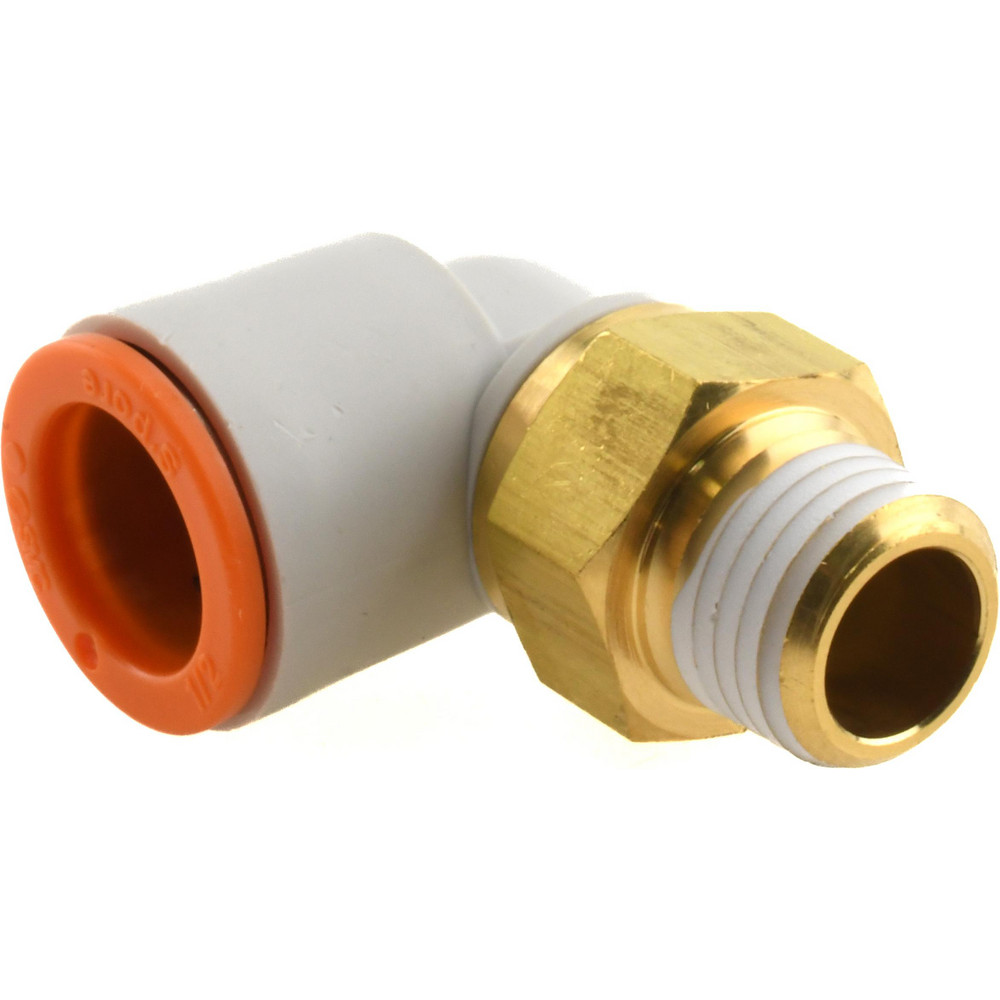 SMC PNEUMATICS Push-to-Connect Push-to-Connect Fitting: Elbow, NPT, 1/2" OD - KQ2L13-35AS