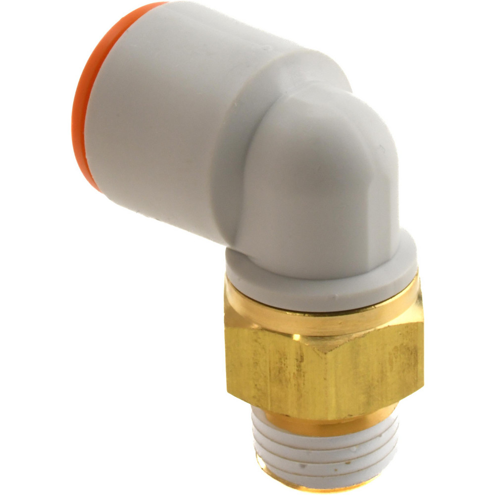 SMC PNEUMATICS Push-to-Connect Push-to-Connect Fitting: Elbow, NPT, 1/2" OD - KQ2L13-35AS