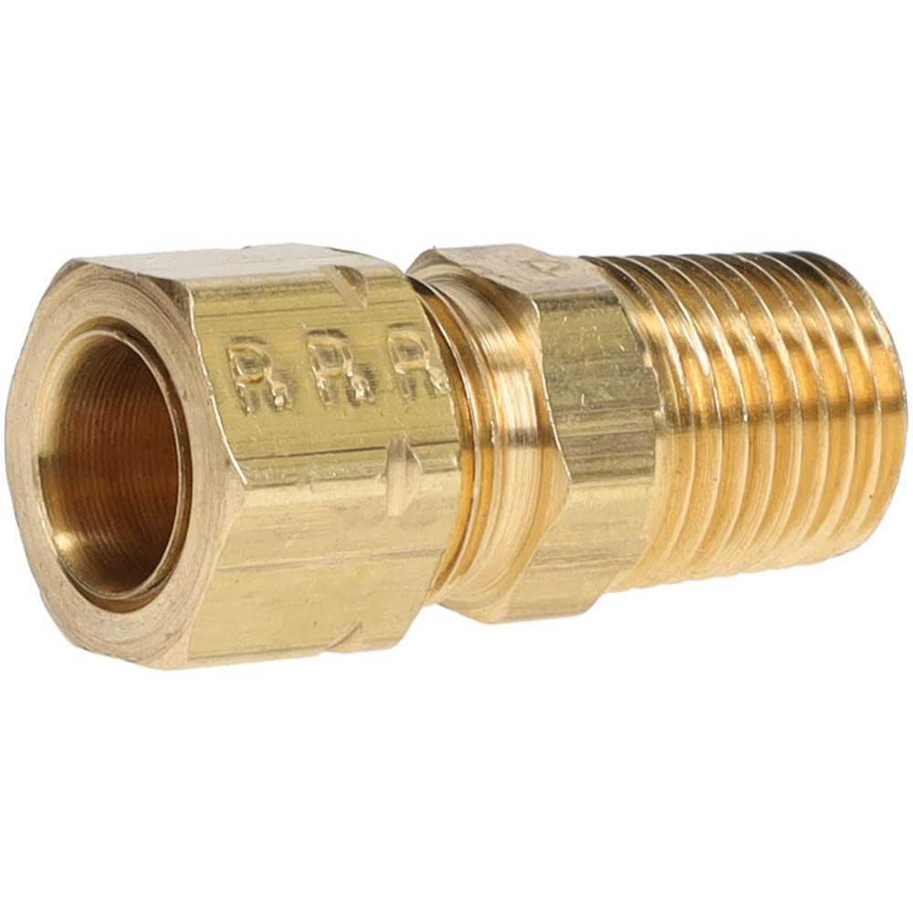 Parker Compression Tube Male Connector: 1/4-18, 3/8" Tube OD, Compression x MNPTF - 68CA-6-4