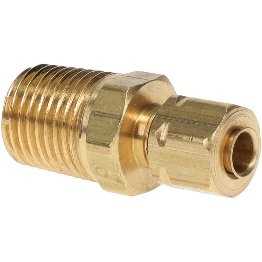 Parker Compression Tube Male Connector: 1/4-18, 3/8" Tube OD, Compression x MNPTF - 68CA-6-4