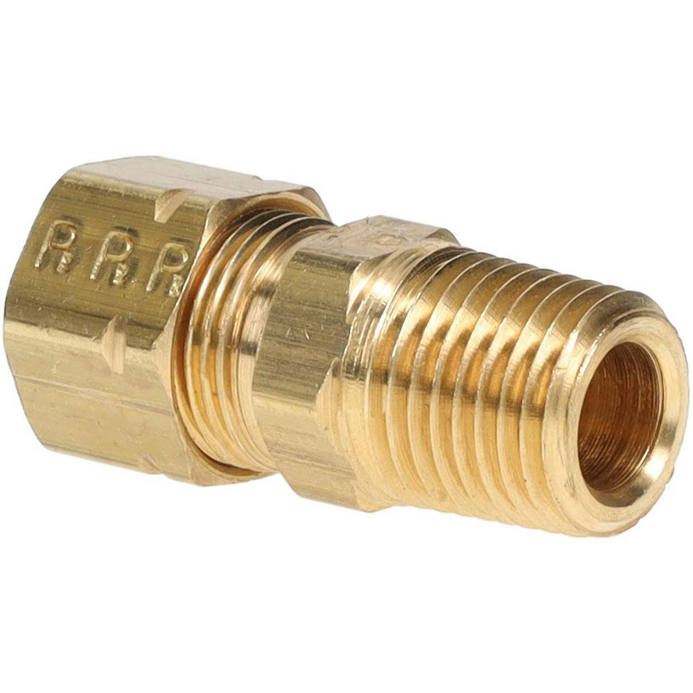 Parker Compression Tube Male Connector: 1/4-18, 3/8" Tube OD, Compression x MNPTF - 68CA-6-4