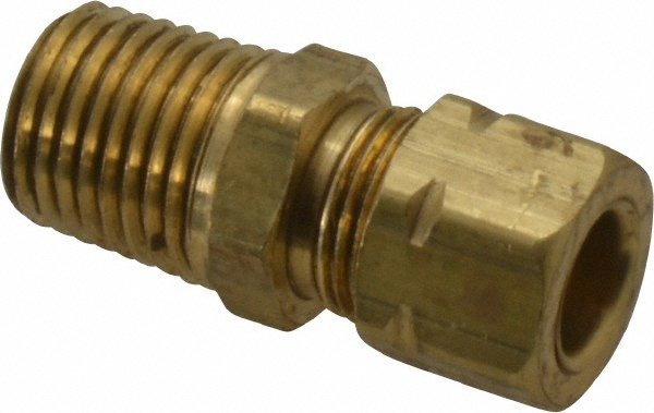 Parker Compression Tube Male Connector: 1/4-18, 3/8" Tube OD, Compression x MNPTF - 68CA-6-4