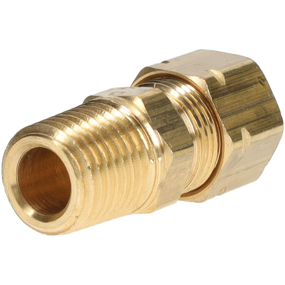 Parker Compression Tube Male Connector: 1/4-18, 3/8" Tube OD, Compression x MNPTF - 68CA-6-4