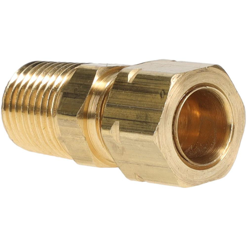 Parker Compression Tube Male Connector: 1/4-18, 3/8" Tube OD, Compression x MNPTF - 68CA-6-4