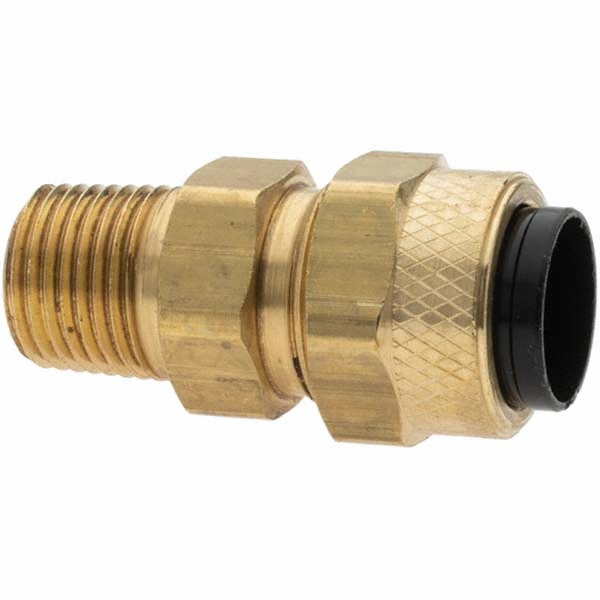 Parker Compression Tube Male Connector: 1/8-27, 3/8" Tube OD, Compression x MNPTF - 68P-6-2