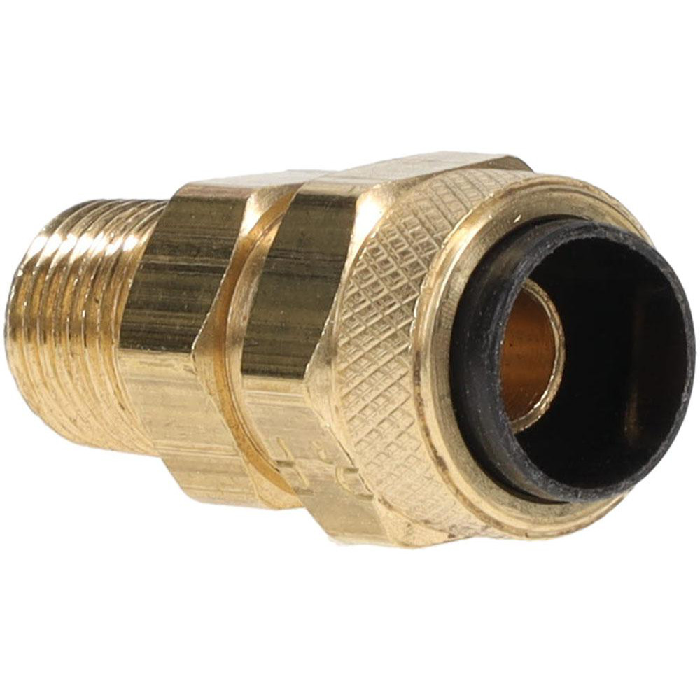Parker Compression Tube Male Connector: 1/8-27, 3/8" Tube OD, Compression x MNPTF - 68P-6-2