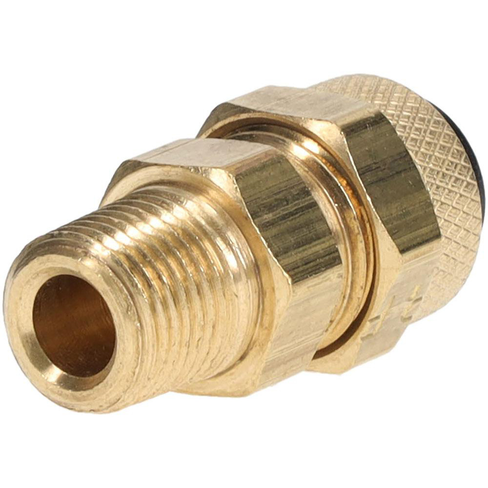 Parker Compression Tube Male Connector: 1/8-27, 3/8" Tube OD, Compression x MNPTF - 68P-6-2