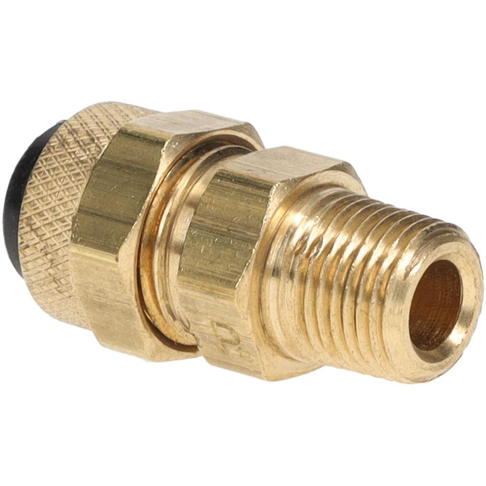 Parker Compression Tube Male Connector: 1/8-27, 3/8" Tube OD, Compression x MNPTF - 68P-6-2