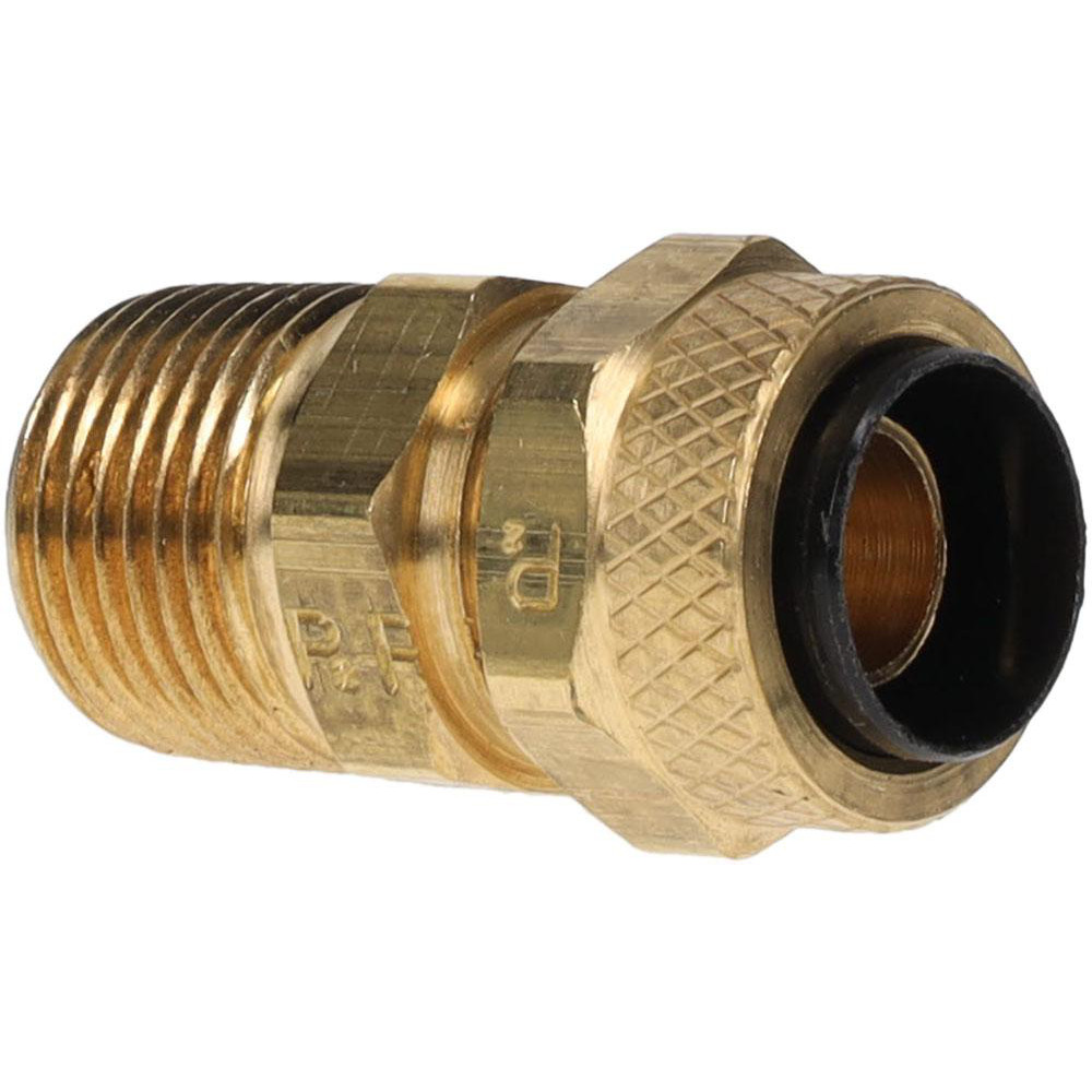 Parker Compression Tube Male Connector: 1/8-27, 3/8" Tube OD, Compression x MNPTF - 68P-6-2