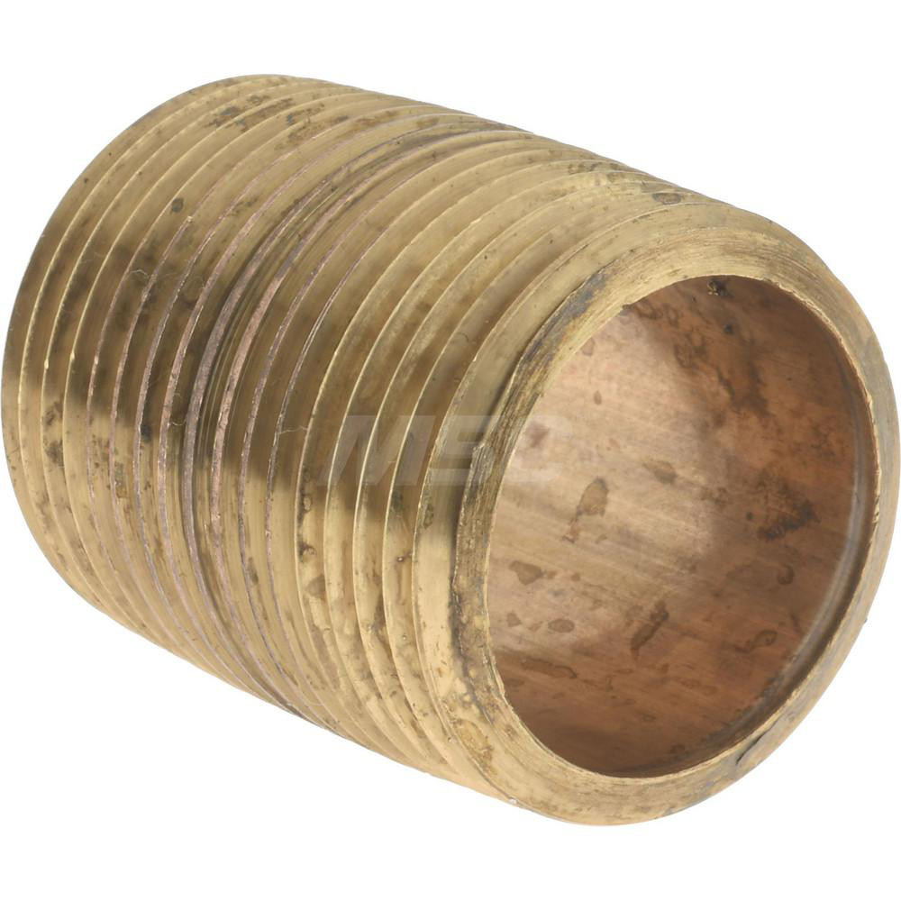 Merit Brass Brass Pipe Nipple: Threaded on Both Ends, 1-1/2" OAL, 1" NPT - 2116-001