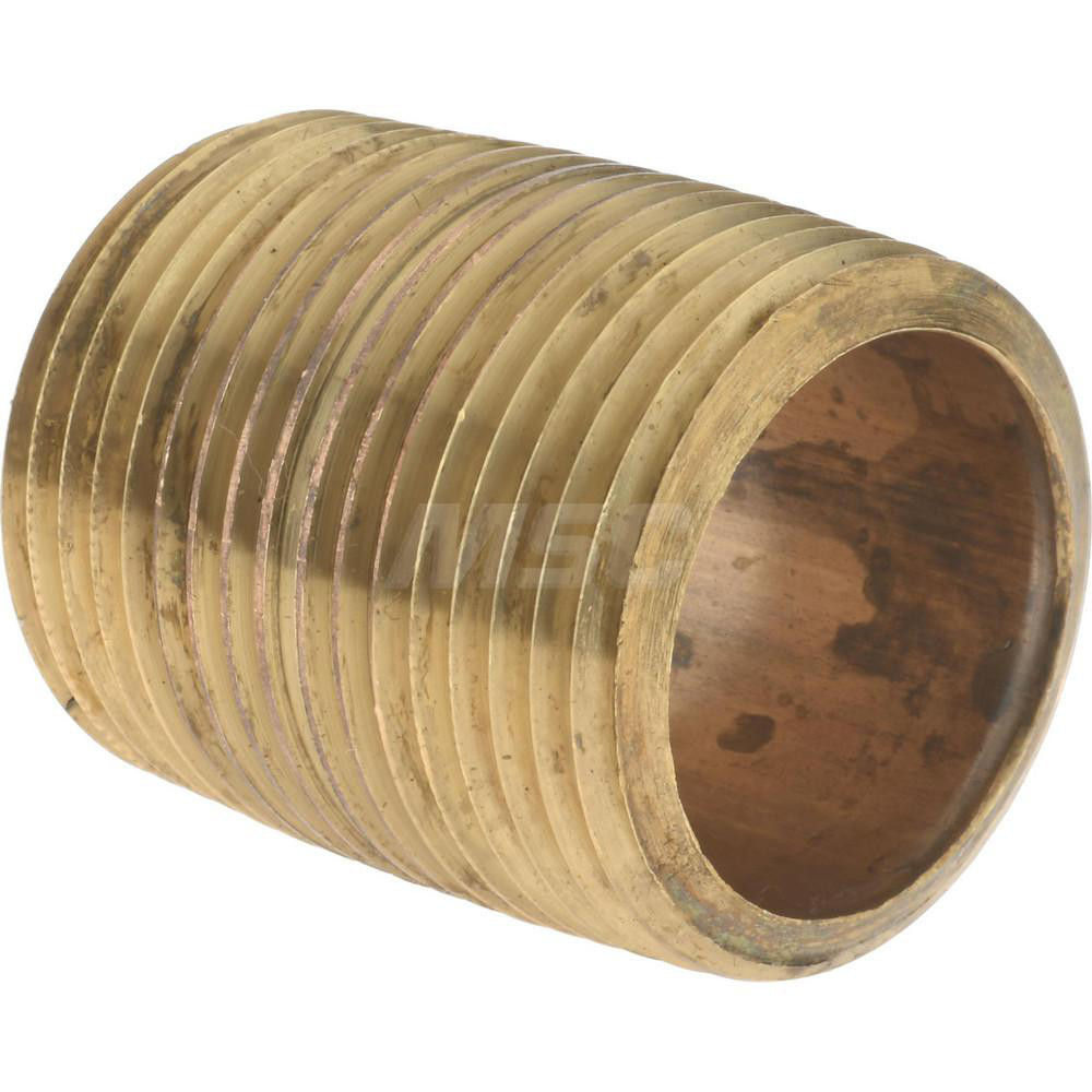 Merit Brass Brass Pipe Nipple: Threaded on Both Ends, 1-1/2" OAL, 1" NPT - 2116-001