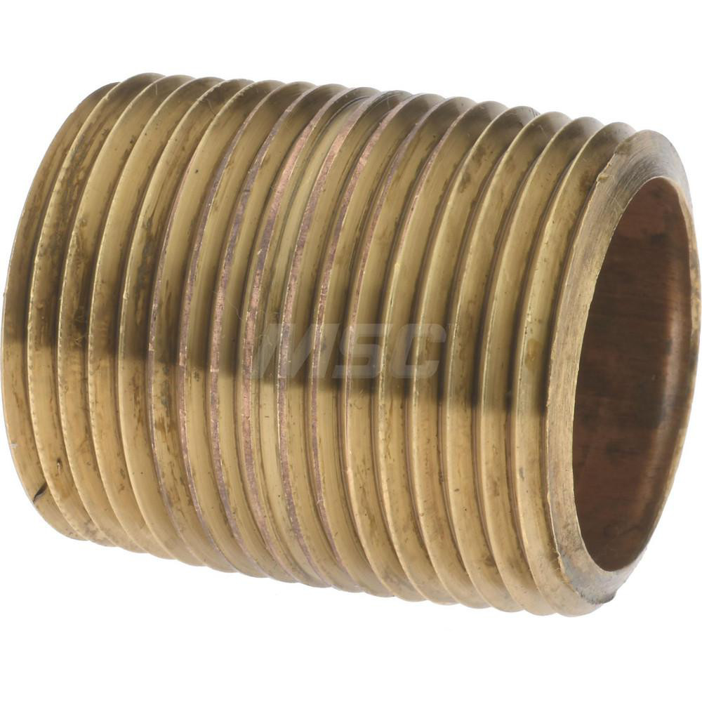 Merit Brass Brass Pipe Nipple: Threaded on Both Ends, 1-1/2" OAL, 1" NPT - 2116-001
