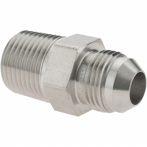 Parker Stainless Steel Flared Tube Male Adapter: 1/4" OD, 1/4-18 Thread, 37 deg Flared Angle - PT-00270