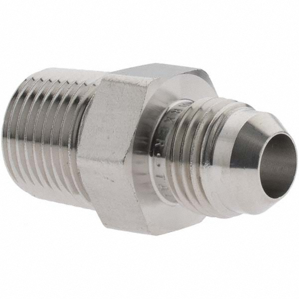 Parker Stainless Steel Flared Tube Male Adapter: 1/4" OD, 1/4-18 Thread, 37 deg Flared Angle - PT-00270