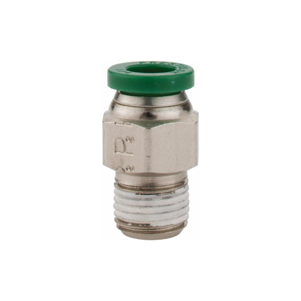 Parker Push-to-Connect Push-to-Connect x Male NPTF Fitting: Connector, 1/8 Thread, NPTF, 1/4" OD - W68PLP-4-2